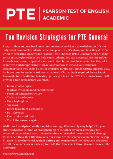 Ten Revision Strategies for PTE General