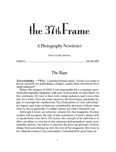 The 37th Frame Back Issues Nos. 1 through 5