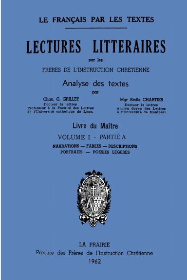 Lectures littéraires - Volume 1 - Livre du Maître (Partie A)