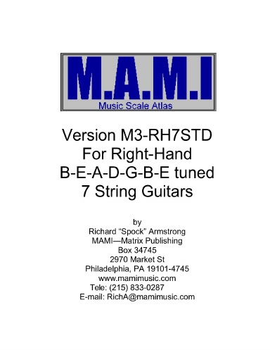 M.A.M.I. Musical Scale Atlas for Right-Hand B-E-A-D-G-B-E Tuned 7-String Guitars