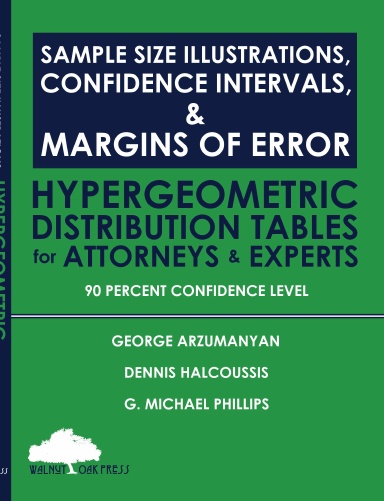 Sample Size Illustrations, Confidence Intervals, & Margins of Error: Hypergeometric Distribution Tables for Attorneys & Experts: 90 Percent Confidence Level