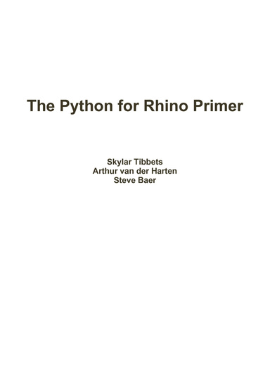 The Python for Rhino Primer