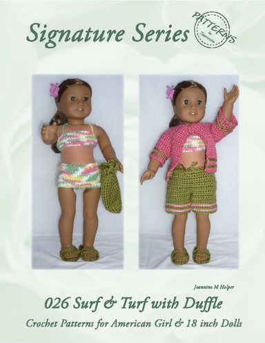 026 Surf and Turf with Duffle for Crochet Pattern for American Girl and other 18 inch dolls