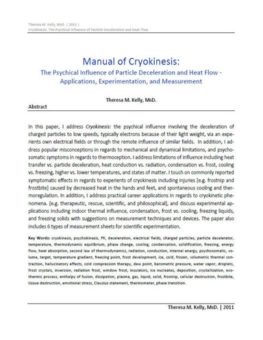 Manual of Cryokinesis: Applications, Experimentation, and Measurement