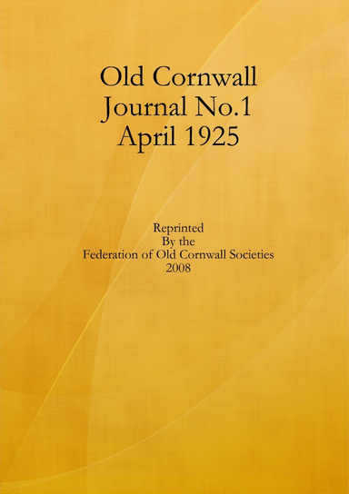 Old Cornwall Journal No.1