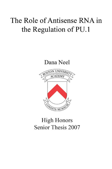 The Role of Antisense RNA in the Regulation of PU.1