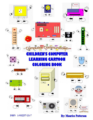 Computer Cartoon Coloring Book Black and White