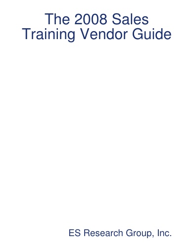 The 2008 Sales Training Vendor Guide
