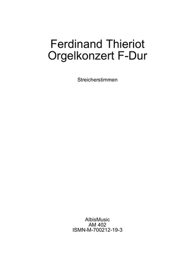 Orgelkonzert F-Dur (Parts: Vl 1, Vl 2, Va, Vc, Kb)