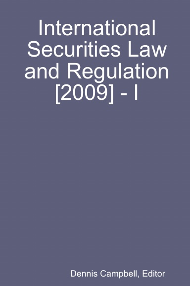 International Securities Law and Regulation [2009] - I