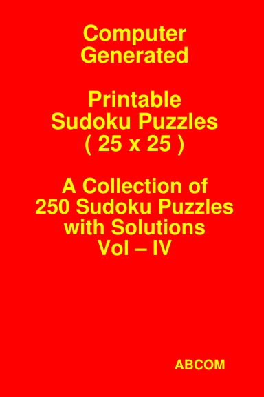 Printable Sudoku Puzzles 25x25 Vol - IV