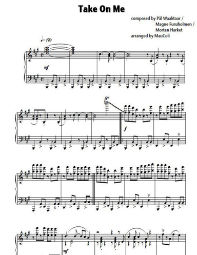 Take On Me (piano sheet music)