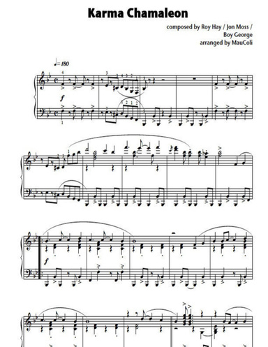 Karma Chamaleon (piano sheet music)