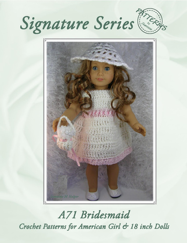 071 Boutique Bridesmaid Dress Crochet Pattern for American Girl and other 18 inch dolls