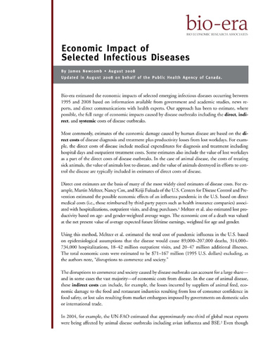 Economic Impact of Selected Infectious Diseases