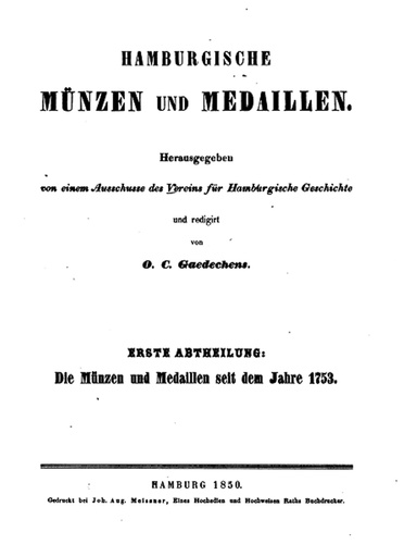 Hamburgische Münzen und Medaillen - I