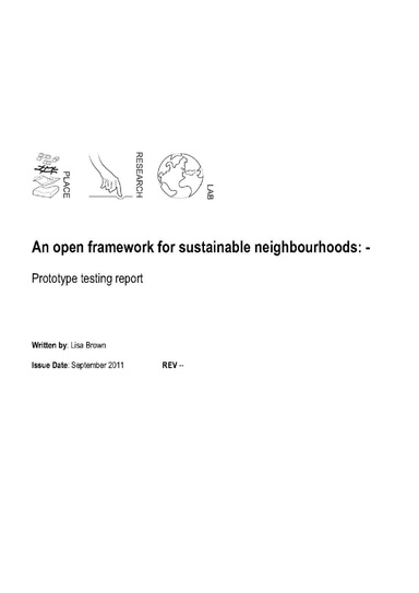 Open Framework for Sustainable Neighbourhoods - Prototype testing report