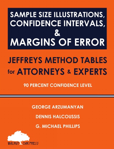Sample Size Illustrations, Confidence Intervals, & Margins of Error: Jeffreys Method Tables for Attorneys & Experts: 90 Percent Confidence Level