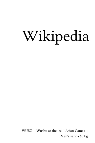 Volume 7384, WUEZ --- Wushu at the 2010 Asian Games – Men's sanda 60 kg
