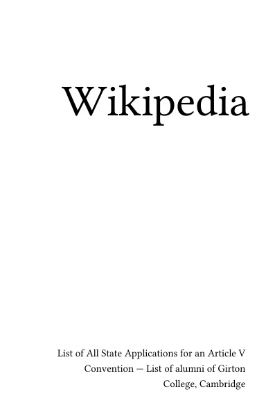 Volume 3849, List of All State Applications for an Article V Convention --- List of alumni of Girton College, Cambridge