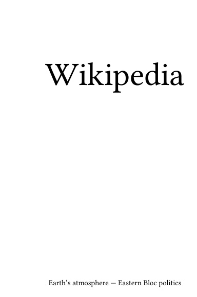 Volume 2101, Earth’s atmosphere --- Eastern Bloc politics