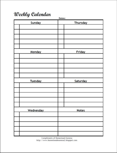 Weekly Calendar