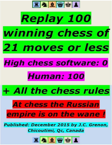 Replay 100 Winning Chess of 21 Moves or Less - High Chess Software : 0 - Human : 100 ; + All the Chess Rules