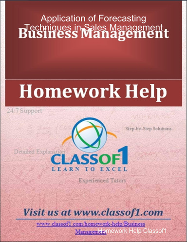 Application of Forecasting Techniques in Sales Management