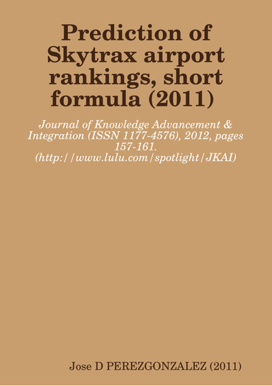 Prediction of Skytrax airport rankings, short formula, 2011