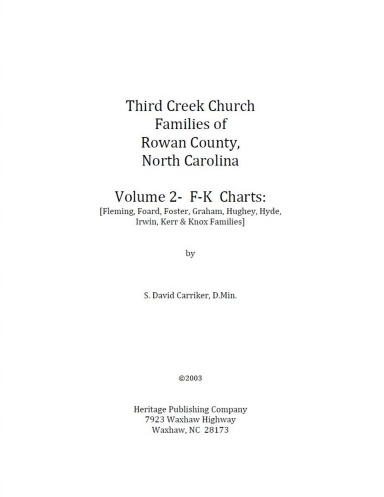 Third Creek Church Families of Rowan Co., NC- Vol. 2 [perfect bind]