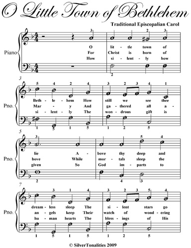 O Little Town of Bethlehem Easy Piano Sheet Music Pdf
