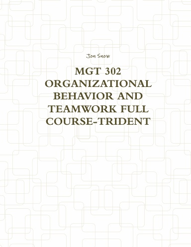 MGT 302 ORGANIZATIONAL BEHAVIOR AND TEAMWORK FULL COURSE-TRIDENT