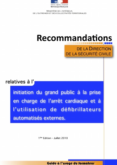 Recommandations relatives à l'initiation à l'utilisation de défibrillateurs automatisés externes (impression en noir et blanc)