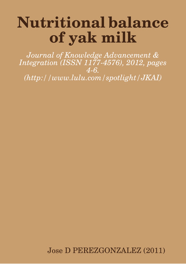 Nutritional balance of yak milk