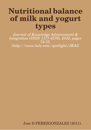 Nutritional balance of milk and yogurt types