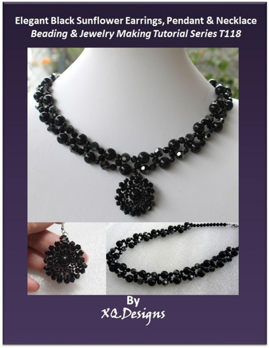 Elegant Black Sunflower Earrings, Pendant & Necklace Beading & Jewelry Making Tutorial Series T118