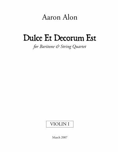Dulce Et Decorum Est- Violin I Part