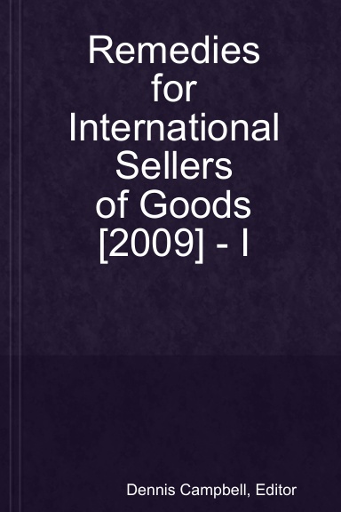 Remedies for International Sellers of Goods [2009] - I