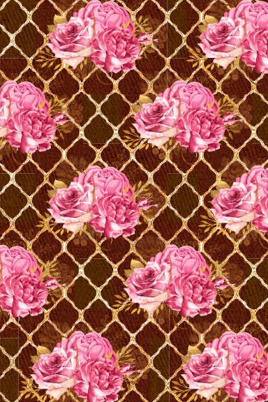 Brown Lattice Pink Flower Fashion Notebook
