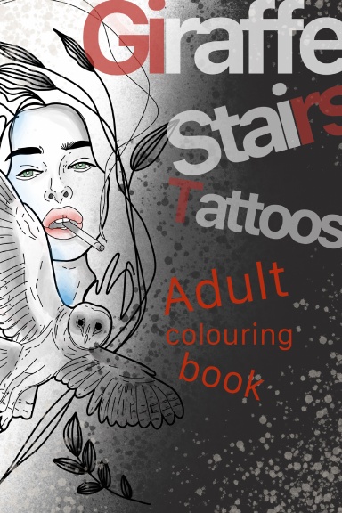 Giraffe Stairs Tattoos - Adult Colouring book