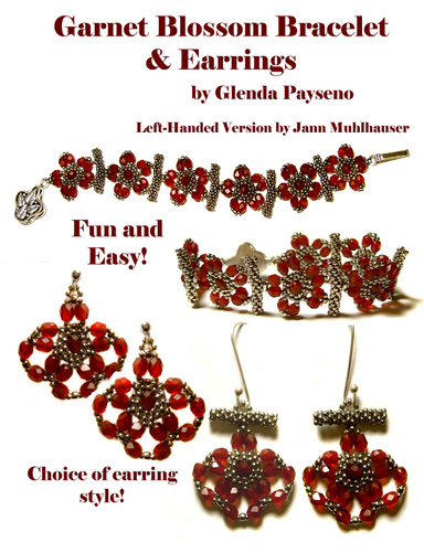 Garnet Blossom Bracelet and Earrings Set for Left-handers