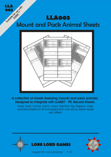 LLA003-Mount and Pack Animal Sheets