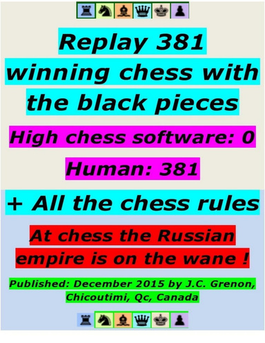 Replay 381 Winning Chess With the Black Pieces - High Chess Software : 0 - Human : 381 ; + All the Chess Rules