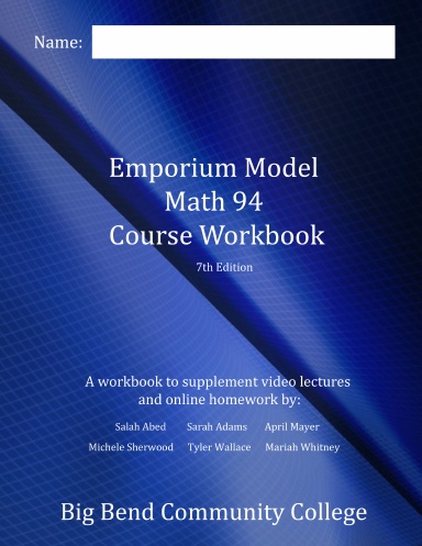 Emporium Model Math 94 Course Workbook