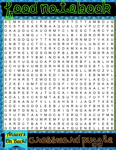 Food Words Notebook Word Search Crossword Puzzle