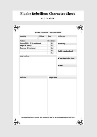 Bleake Rebellion: Character Sheet