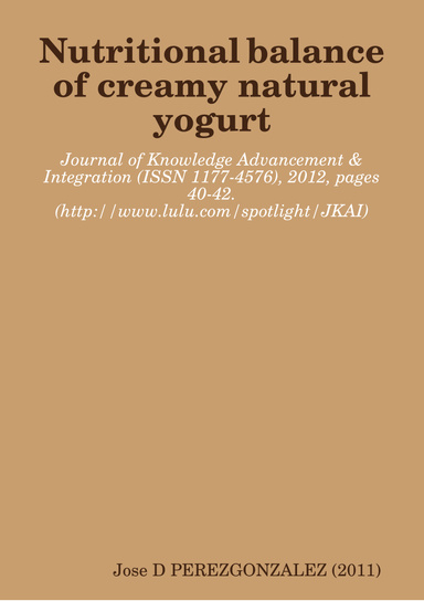 Nutritional balance of creamy natural yogurt