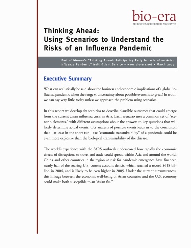 Thinking Ahead: Using Scenarios to Understand the Risks of an Influenza Pandemic