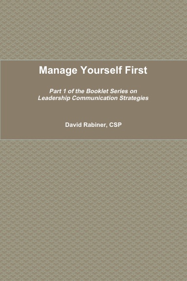 MANAGE YOURSELF FIRST