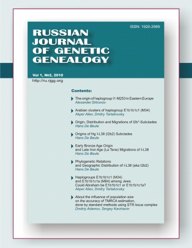 Russian Journal of Genetic Genealogy. Vol 1, №2, 2010